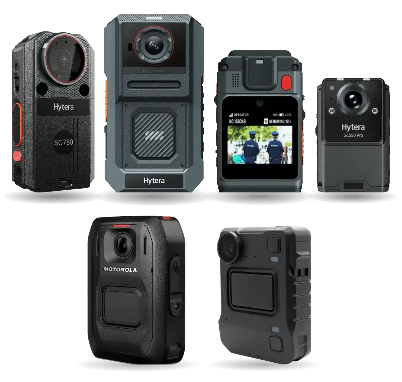 Bodycams Hytera SC780, SC700, SC580 y GC550 Pro, y Motorola V500 y VB400