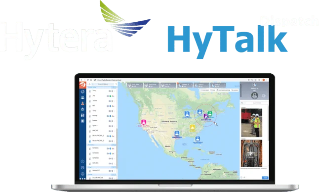 Consola web Hytera HyTalk Dispatch en una notebook