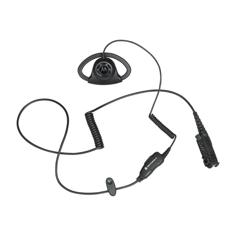 Motorola PMLN6757 – Auricular ajustable estilo D con micrófono y PTT en línea, negro