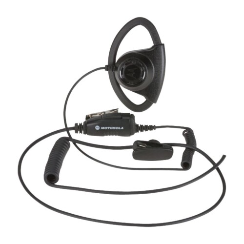 Motorola PMLN7159 – Auricular ajustable estilo D con micrófono y PTT en línea, negro