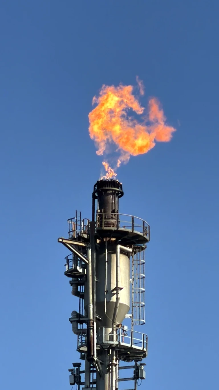 Antorcha de una refinería, entorno de petróleo y gas